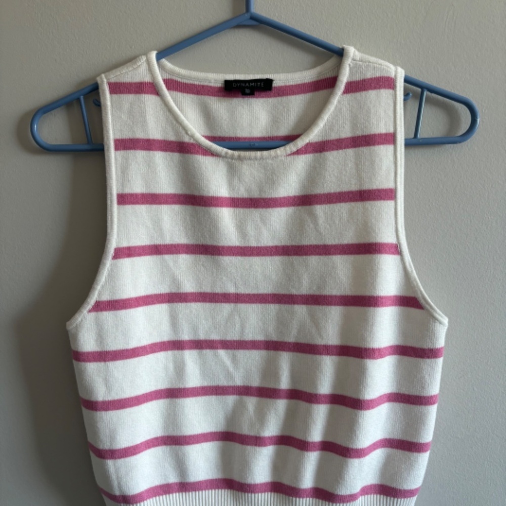 Dynamite pink striped crop top - Picture 2 of 3
